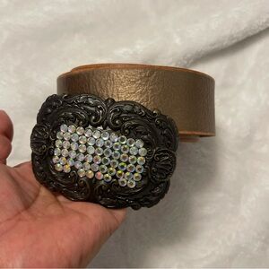 Fossil Women's Leather Rhinestone
Buckle Belt Size M
